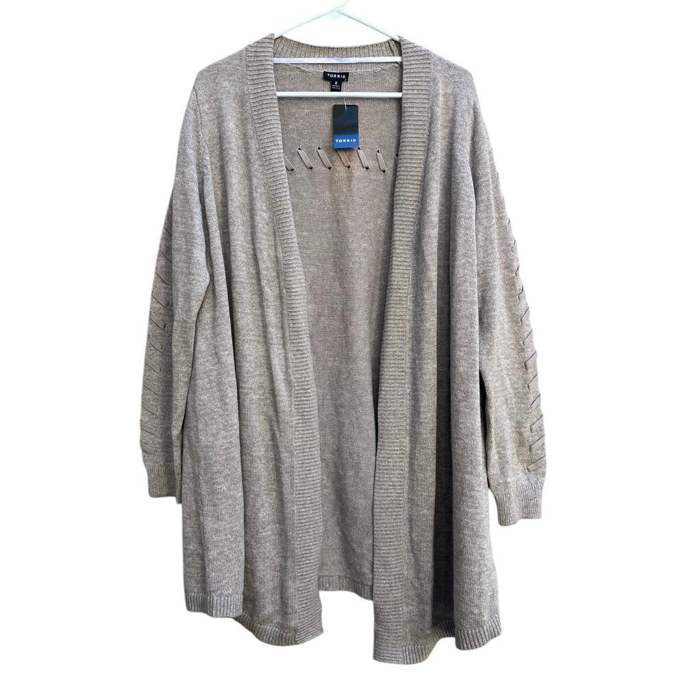 NEW Torrid Tan Open Front Long Cardigan Cotton Blend Women's 2X 18 20